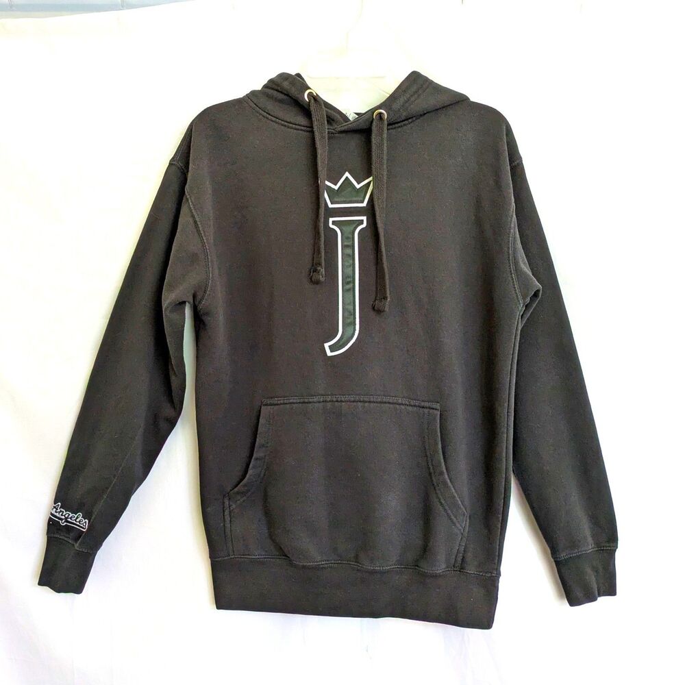 Cotton Heritage Hoodie Womens S Black Graphic "J" Pullover Los Angeles Money Bag